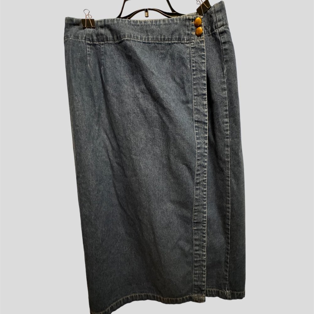 Kim Rogers Sport size 18 blue denim wrap skirt